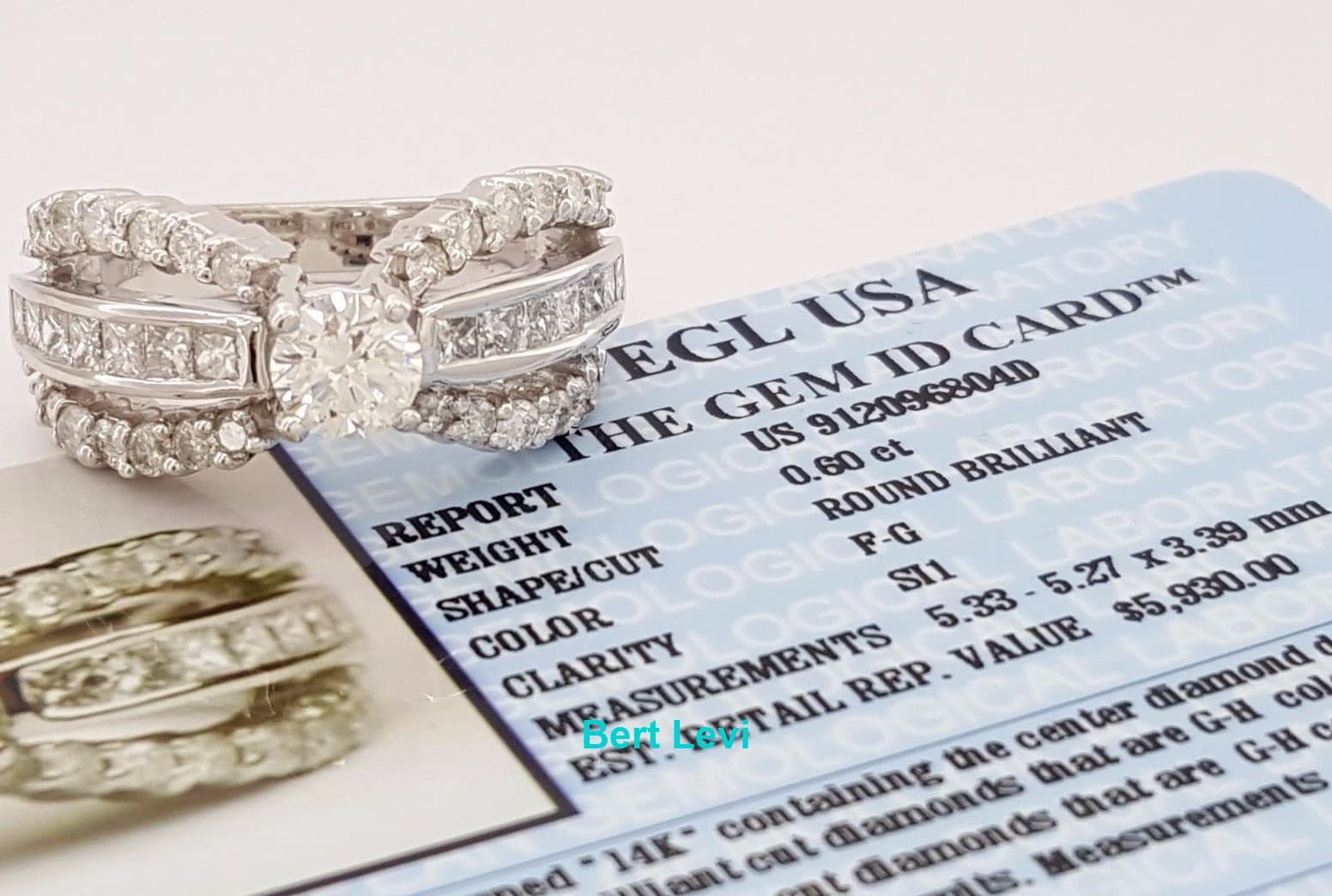 Round & Princess Cut Diamond Engagement Ring 2.08 ct 14K Gold EGL-USA Rtl $5,930