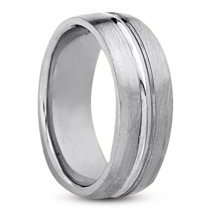 Mens 14KT White Gold Platinum Traditional Wedding Band M164