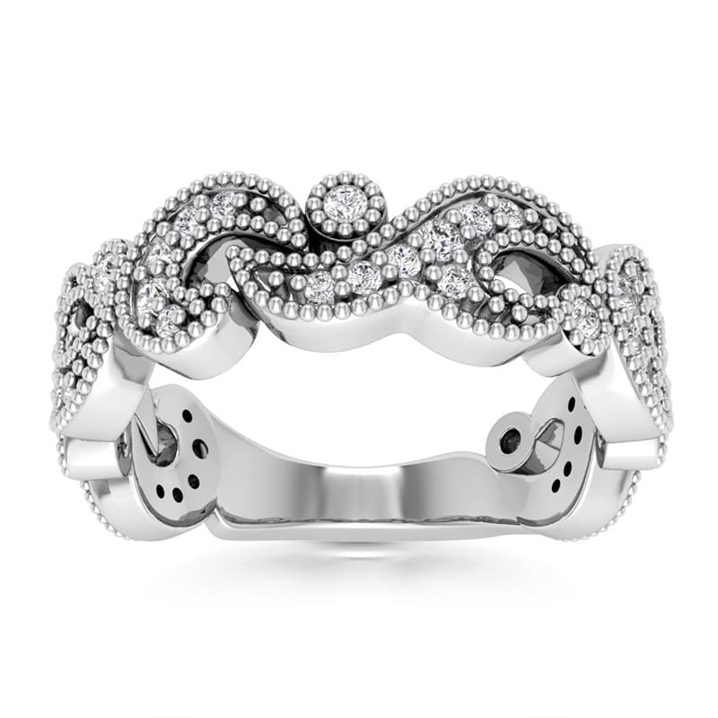 Ladies 14KT White Gold Platinum Diamond Wedding Band WB5394