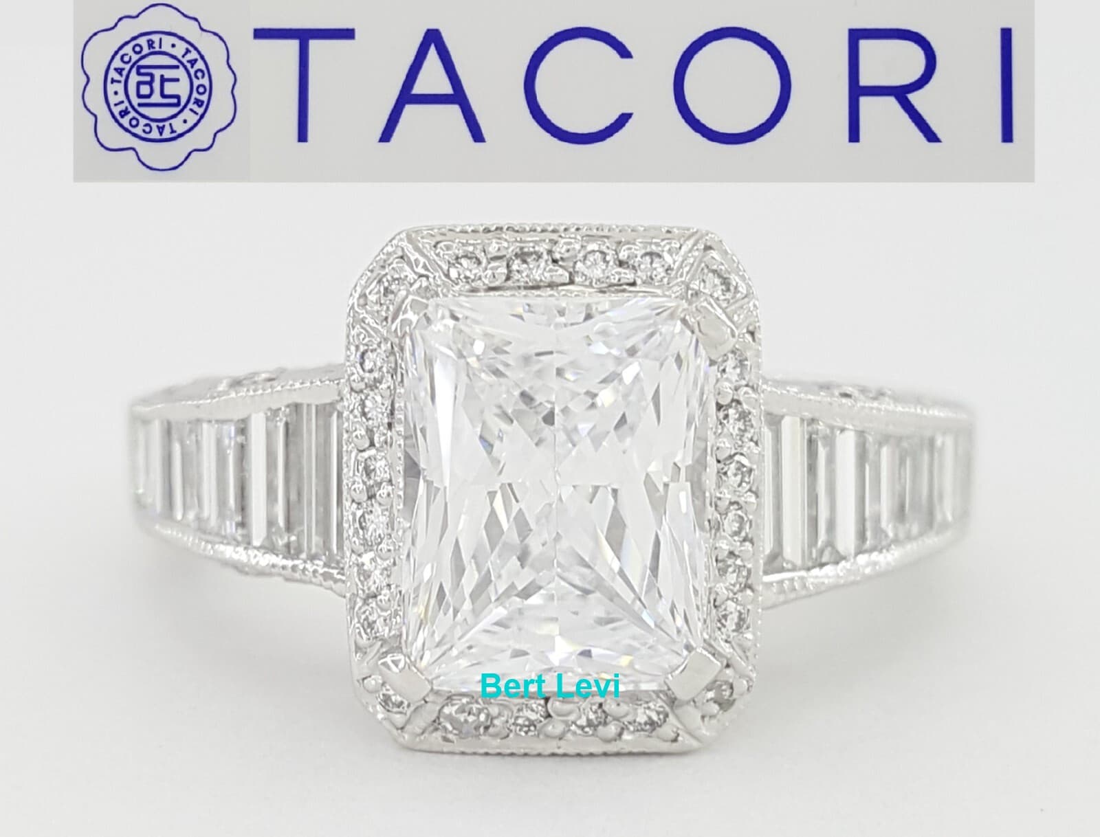 Tacori Crescent Semi-Mount Halo Diamond Engagement Ring 1.37 ct Plat Rtl $12,950