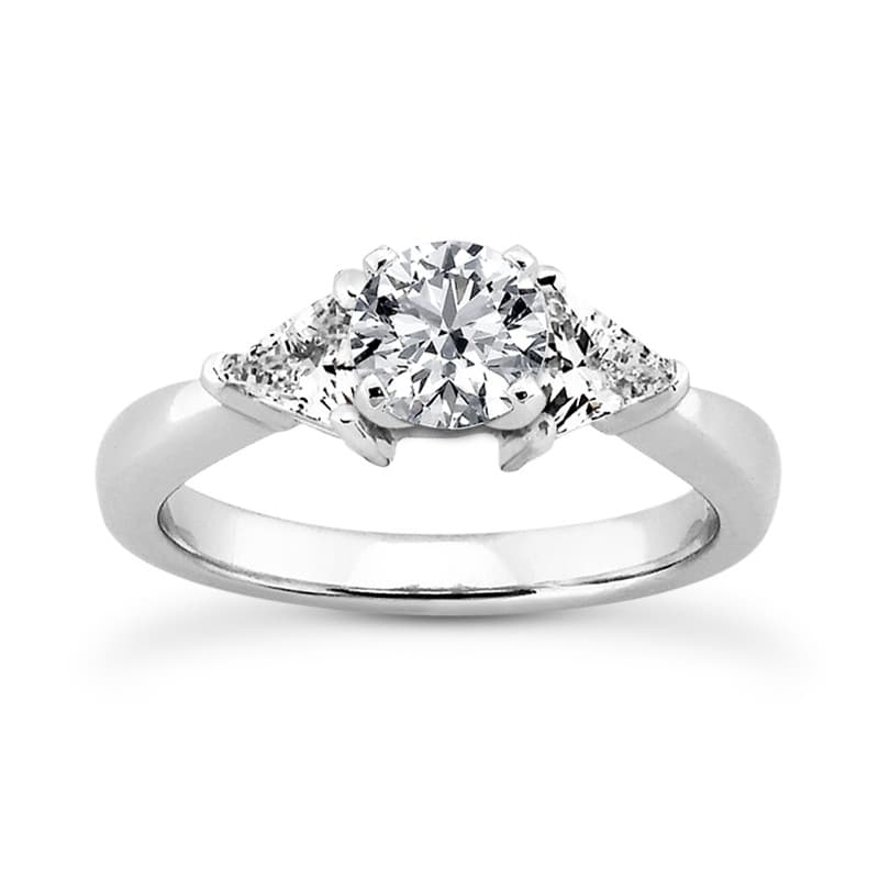 Ladies 14KT White Gold Platinum Three Stones Engagement Ring ENR432-3.5x3.5