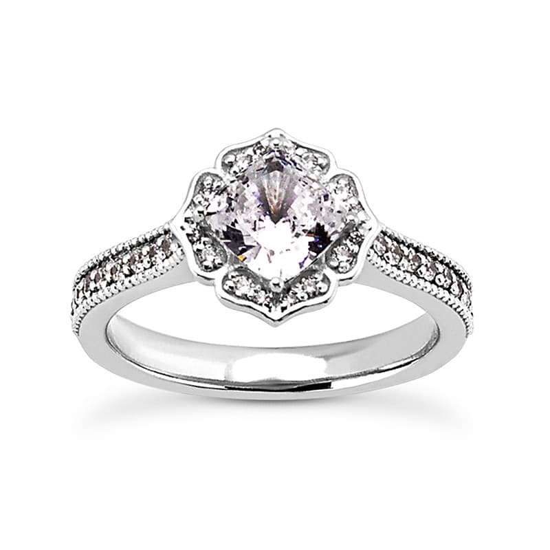 Ladies 14KT White Gold Platinum Fancy Engagement Set ENS2223-A