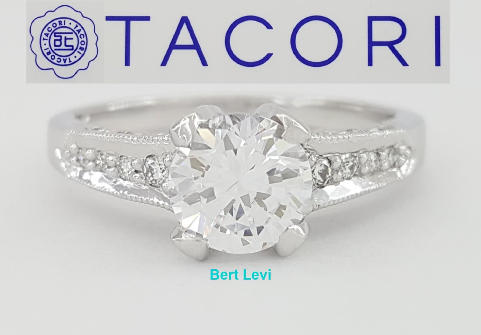 TACORI Crescent 18k White Gold Semi-Mount Diamond Engagement Ring 0.25 ct $2,630