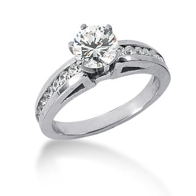 Ladies 14KT White Gold Platinum Fancy Engagement Set ENS513-A