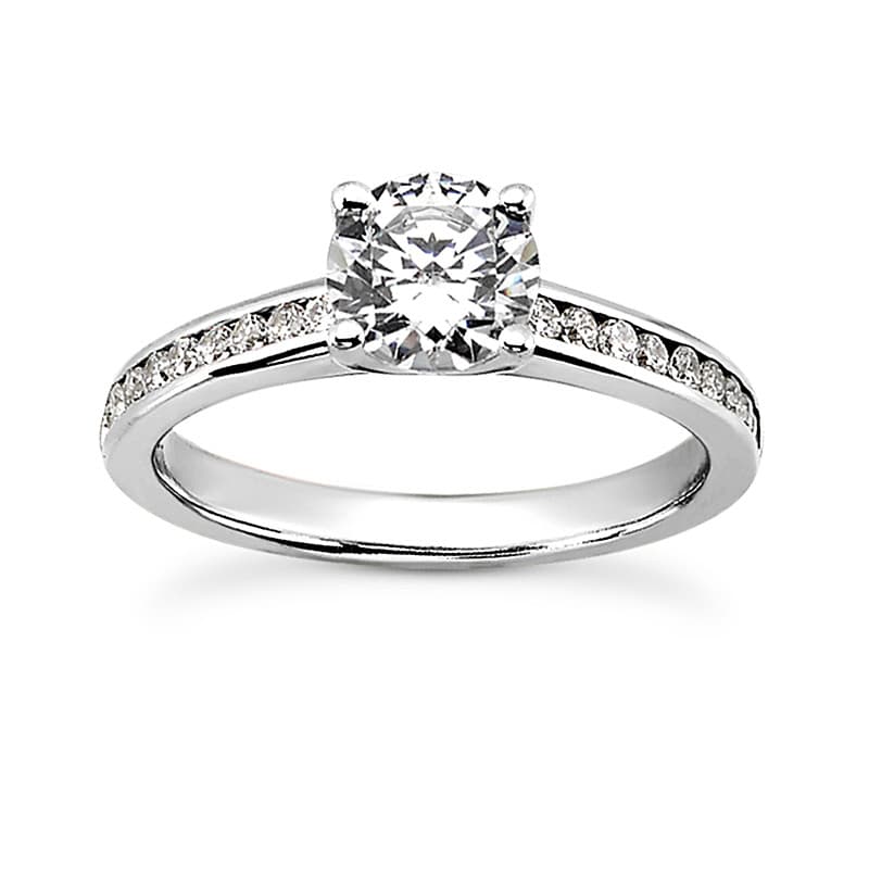 Ladies White Gold Platinum Round Diamond Tailored Engagement Set ENS2261-1.5-A