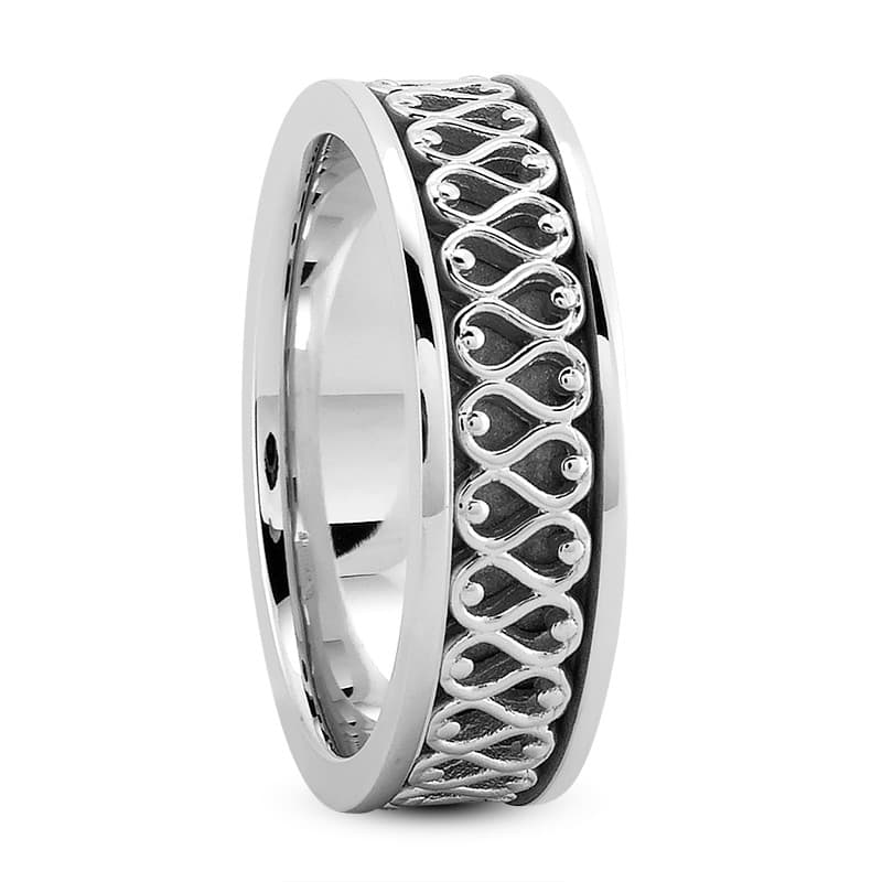 Ladies 14KT White Gold Platinum Traditional Wedding Band HM242