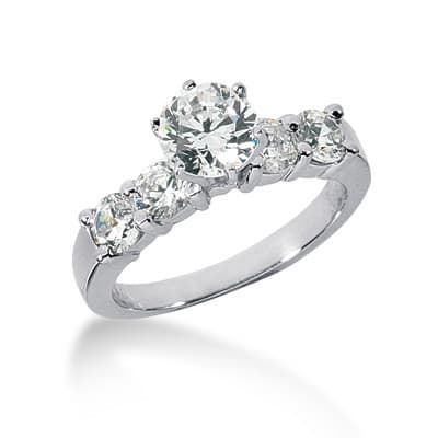Ladies 14KT White Gold Platinum Fancy Engagement Set ENS734-A