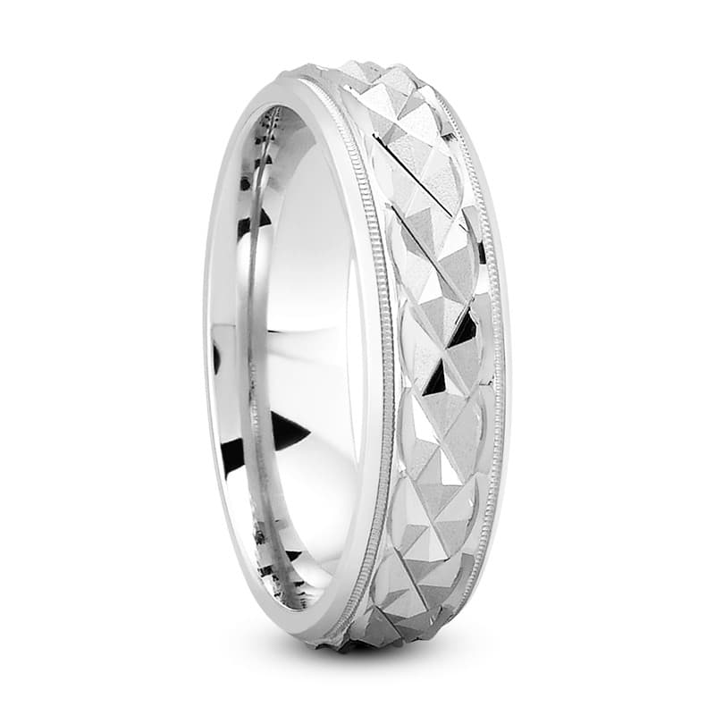 Mens 14KT White Gold Platinum Traditional Wedding Band M617