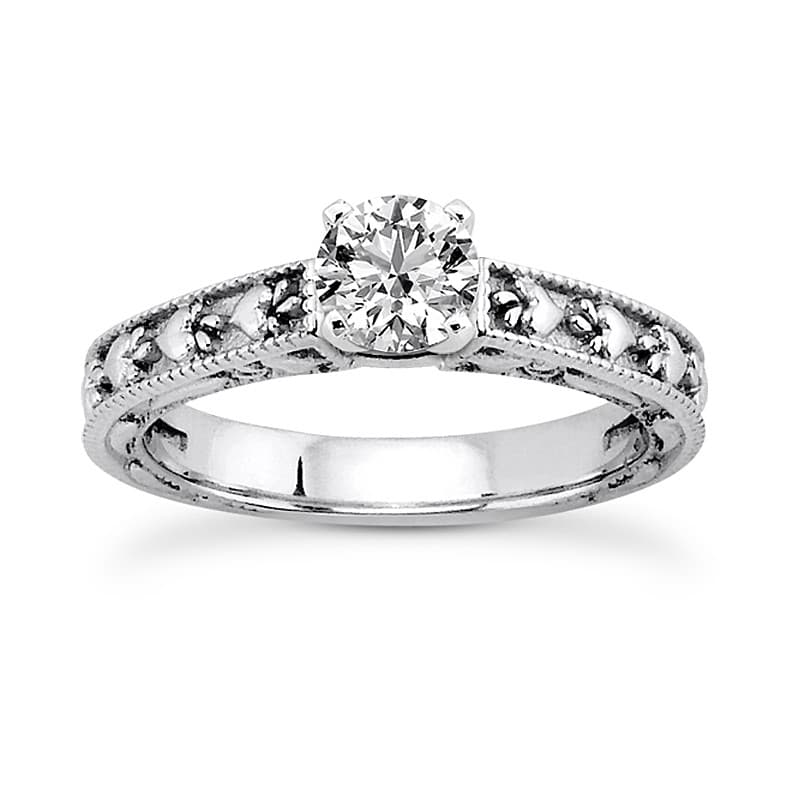 Ladies 14KT White Gold Platinum Solitaire Engagement Set ENS3610-A