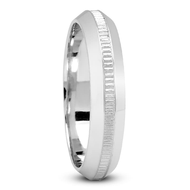 Mens 14KT White Gold Platinum Traditional Wedding Band M103
