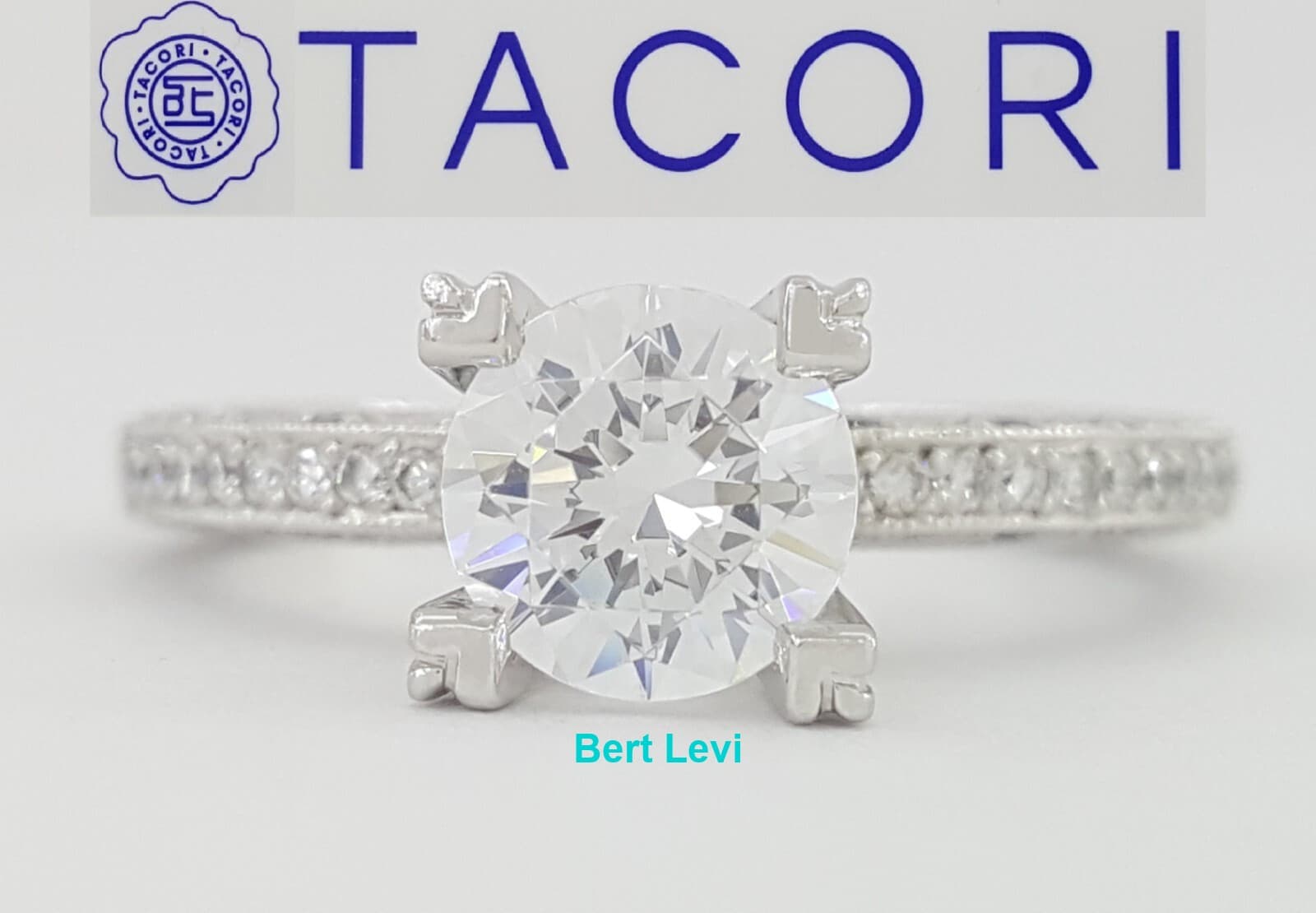 Tacori Crescent Platinum Semi-Mount 0.50 ct Diamond Engagement Ring Rtl $5,600