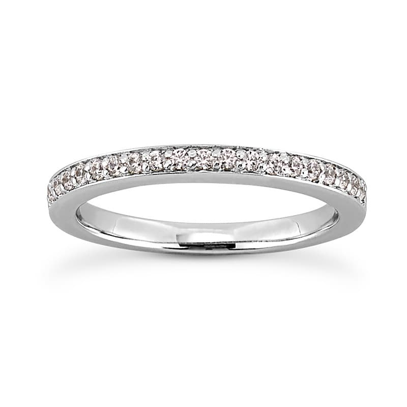 Ladies 14KT White Gold Platinum Round Diamond Wedding Band WB983