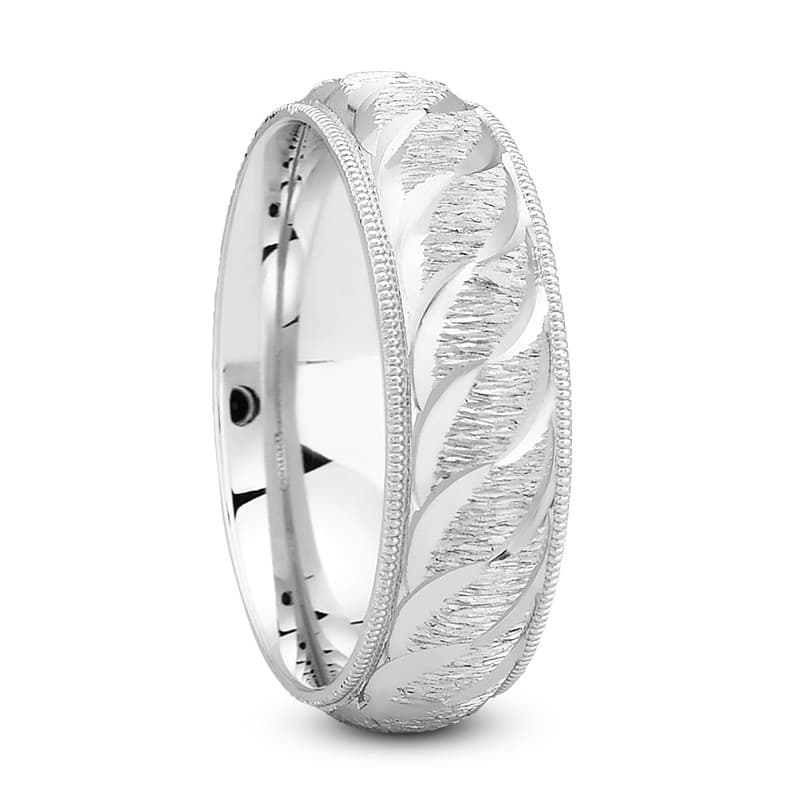 Mens 14KT White Gold Platinum Traditional Wedding Band M646