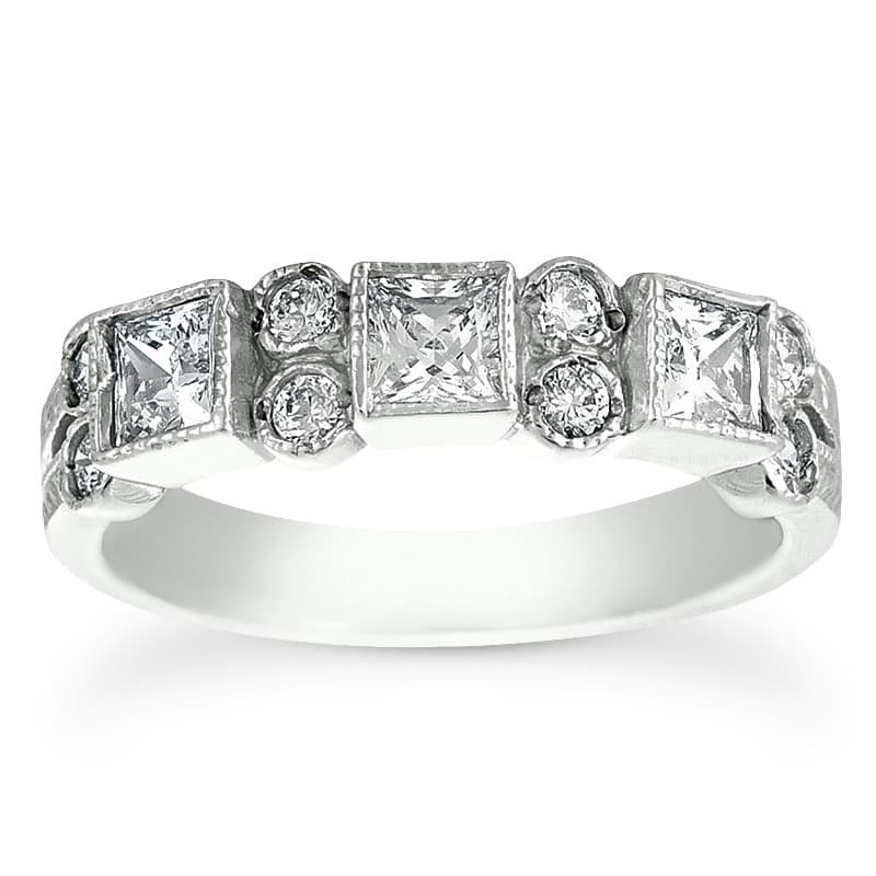 Ladies 14KT White Gold Platinum Diamond Wedding Band WB2410