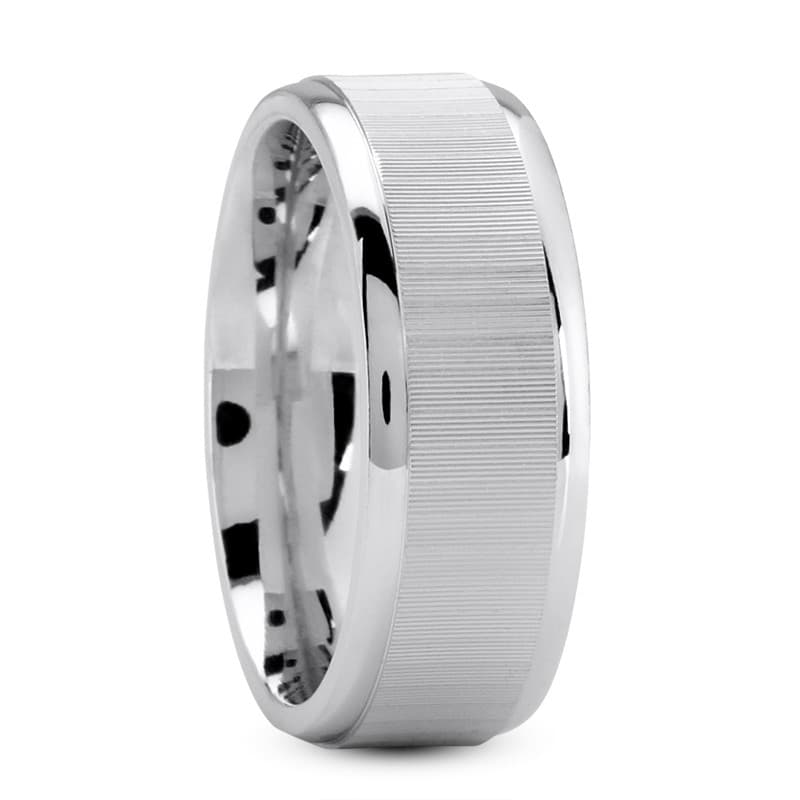 Mens 14KT White Gold Platinum Traditional Wedding Band M329