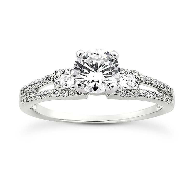 Ladies 14KT White Gold Platinum Tailored Engagement Set ENS3037-A