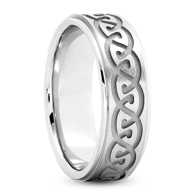 Mens 14KT White Gold Platinum Traditional Wedding Band M465