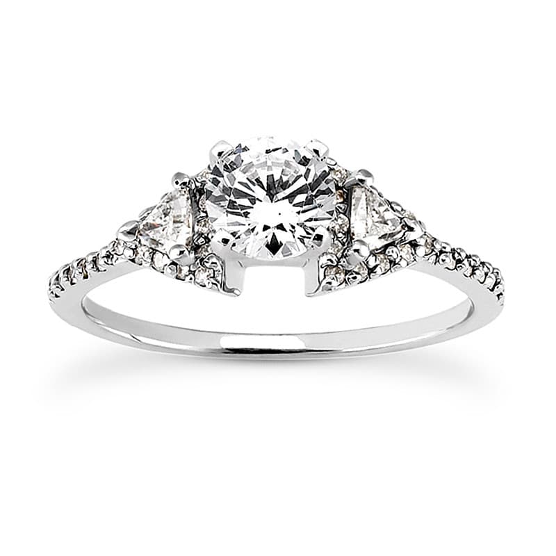 Ladies 14KT White Gold Platinum Tailored Engagement Set ENS3108-A