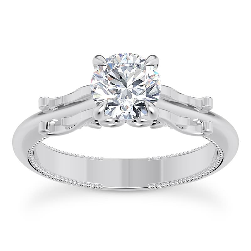 Ladies 14KT White Gold Platinum Fancy Engagement Ring ENR9785-1