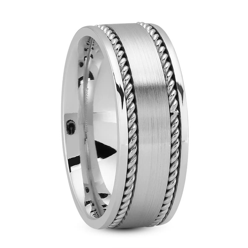 Ladies 14KT White Gold Platinum Traditional Wedding Band HM250