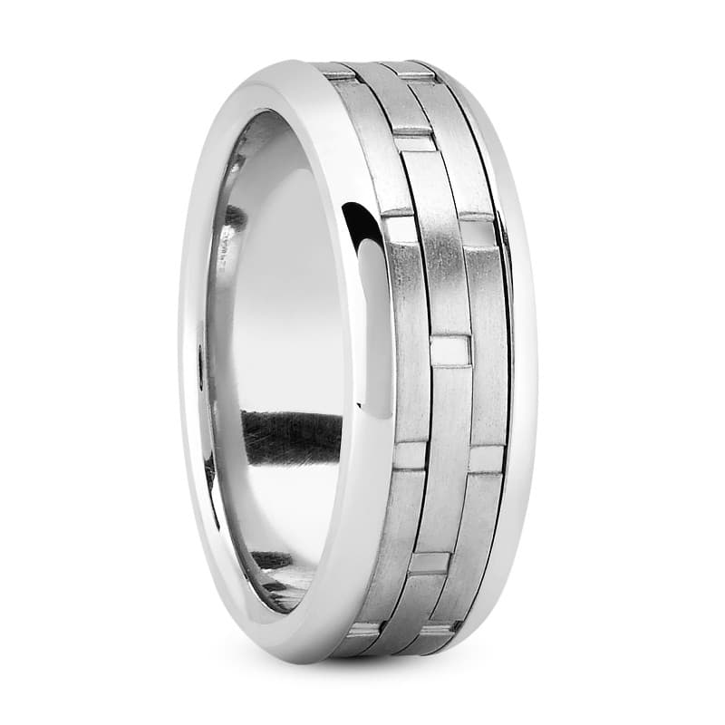 Mens 14KT White Gold Platinum Traditional Wedding Band M320