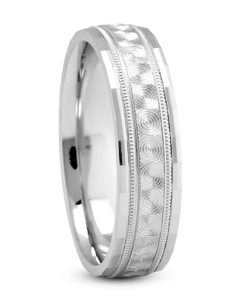 Mens 14KT White Gold Platinum Traditional Wedding Band M1001