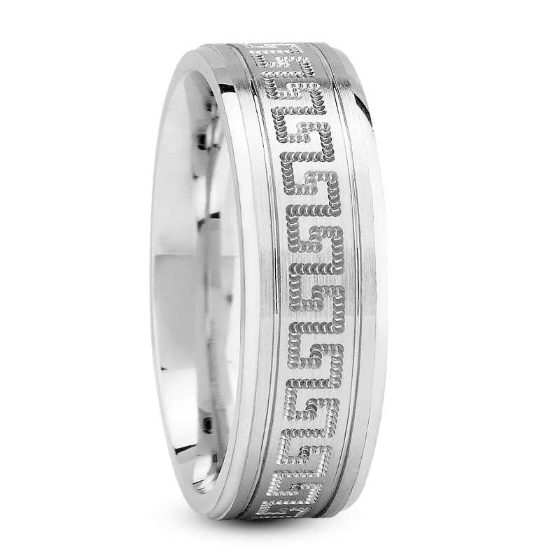 Mens 14KT White Gold Platinum Traditional Wedding Band m812