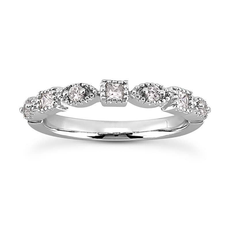 Ladies 14KT White Gold Platinum Diamond Wedding Band WB5077