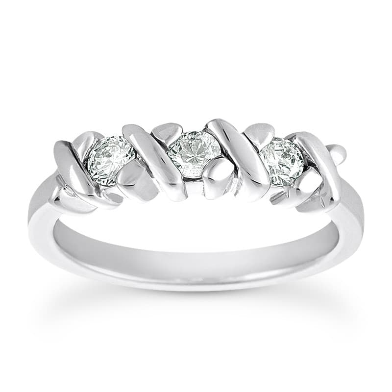 Ladies 14KT White Gold Platinum Round Diamond Wedding Band WB1642