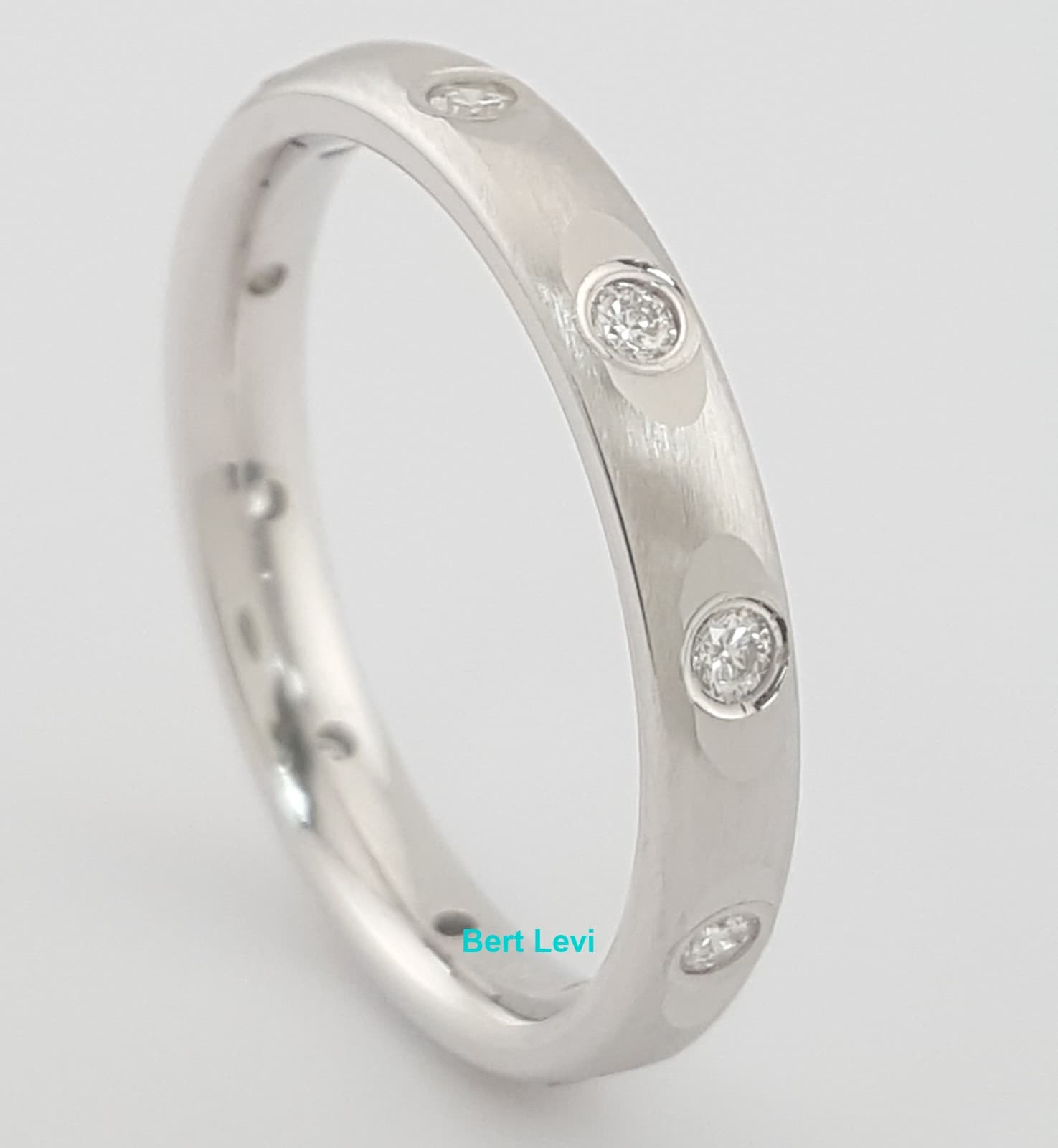 Benchmark Round Diamond Eternity Wedding Band Ring 0.2 ct 3mm 14k White Gold $2K