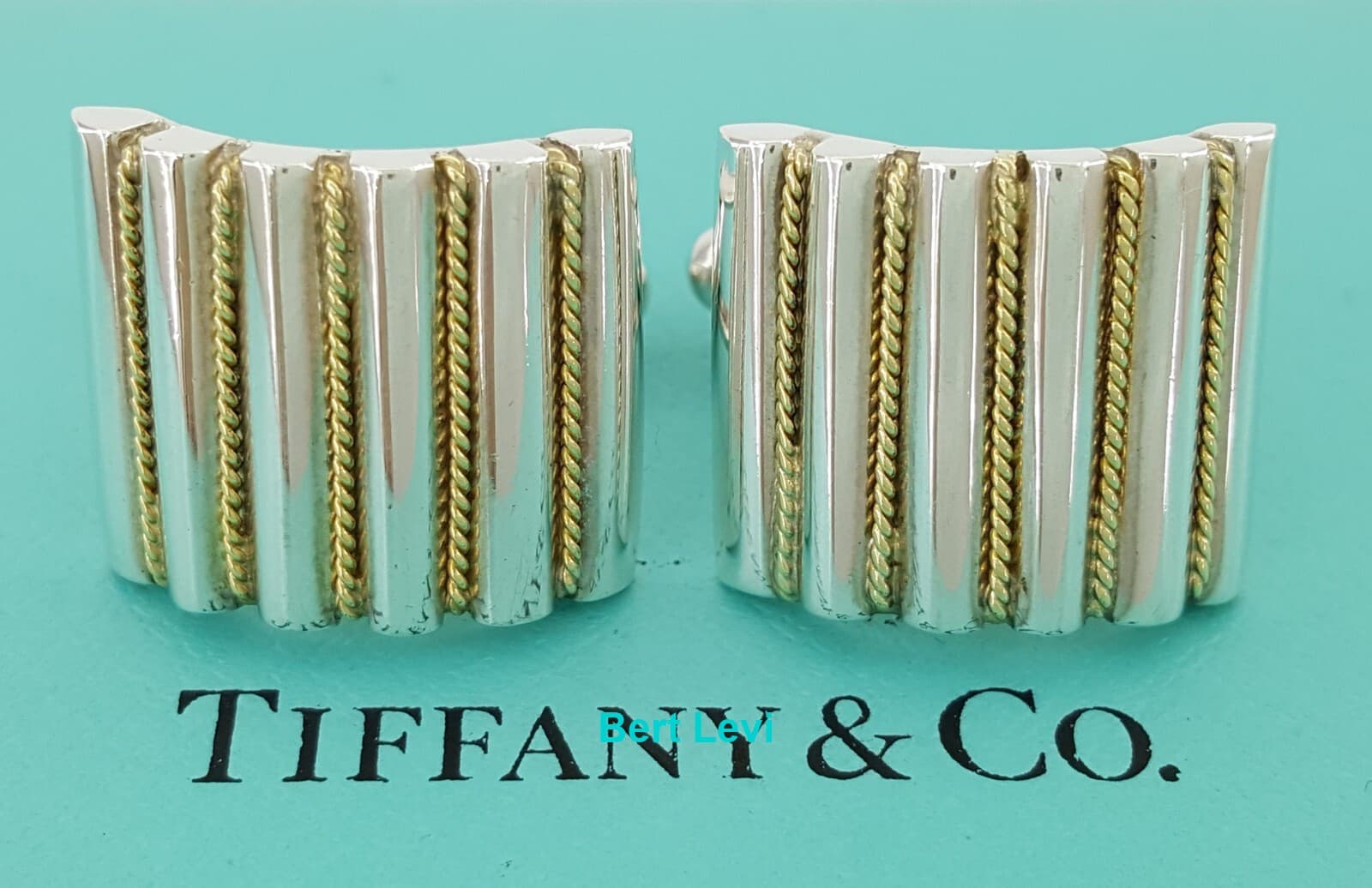 Vintage Tiffany & Co 18k Yellow Gold & Sterling Silver Cufflinks 13.4 Grams