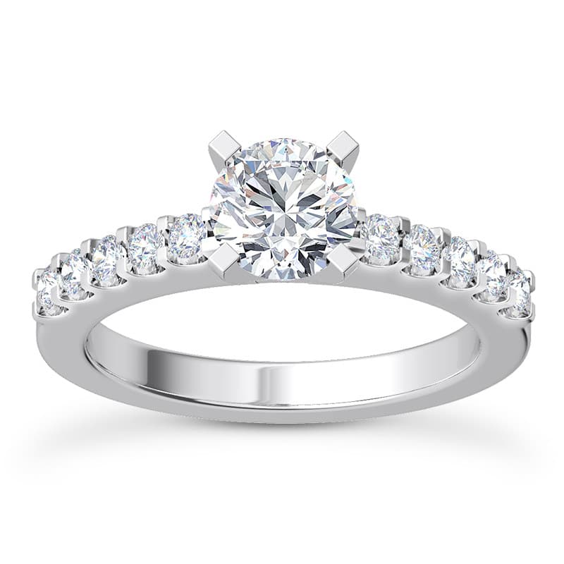 Ladies 14KT White Gold Platinum Round Diamond Tailored Engagement Set ENS1920-A