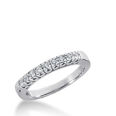 Ladies 14KT White Gold Platinum Round Diamond Wedding Band WB2354