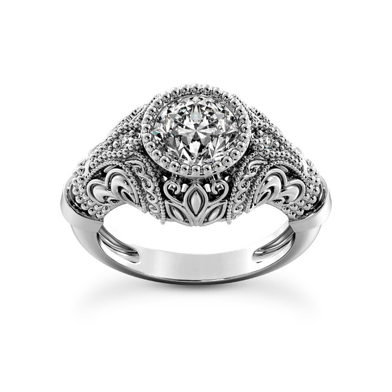 Ladies 14KT White Gold Platinum Fancy Engagement Ring ENR9575