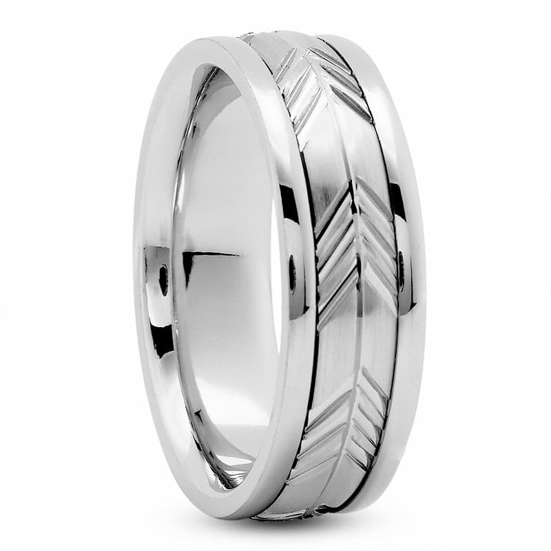 Mens 14KT White Gold Platinum Traditional Wedding Band M472