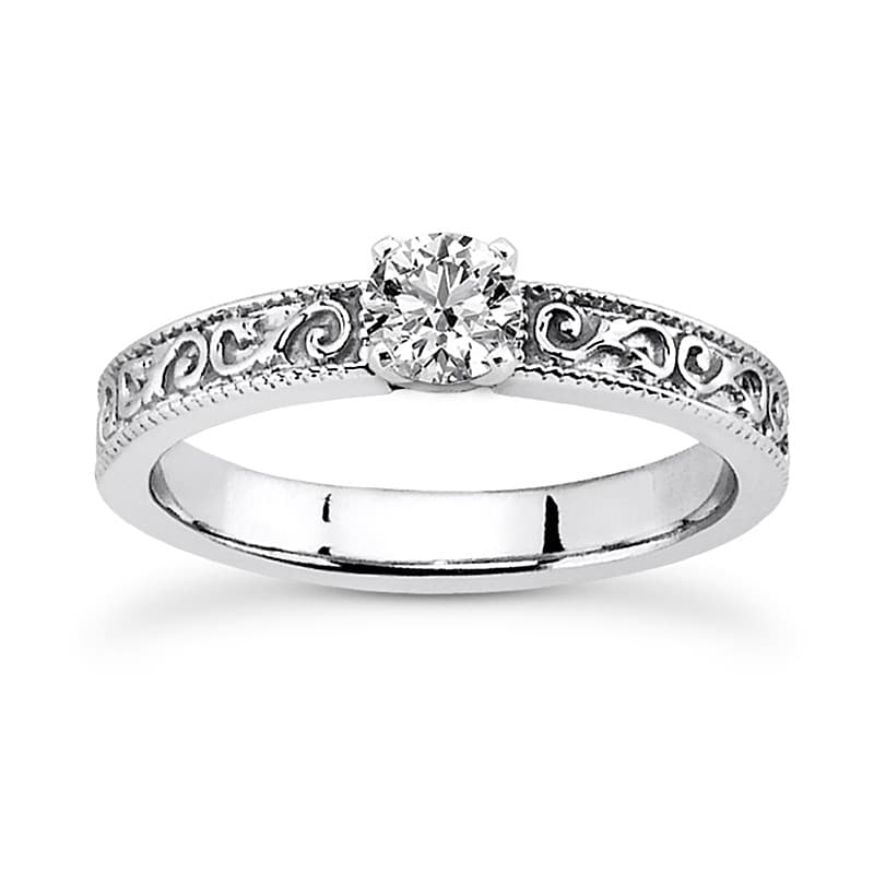 Ladies 14KT White Gold Platinum Solitaire Engagement Set ENS3581-A