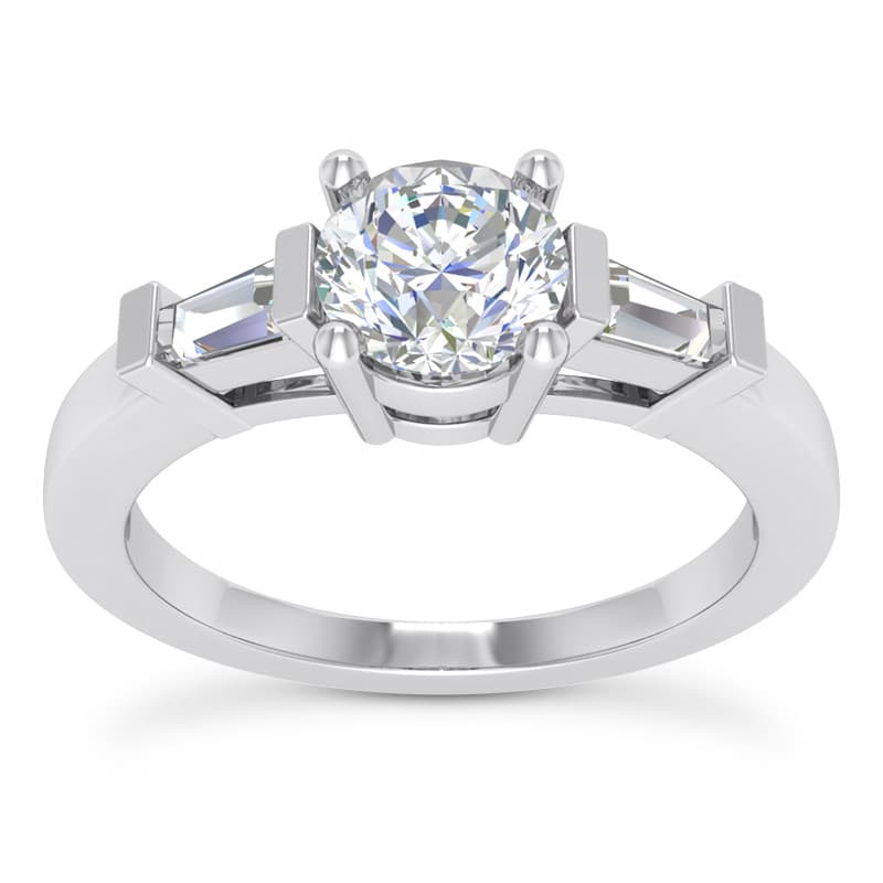 Ladies 14KT White Gold Platinum Three Stones Engagement Ring ENR6387