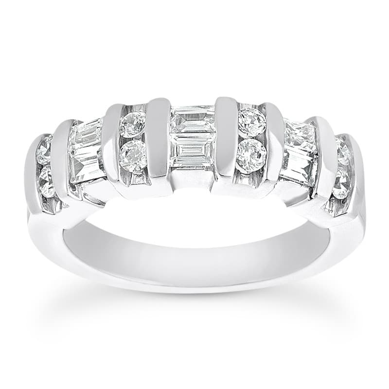 Ladies 14KT White Gold Platinum Diamond Wedding Band WB1339