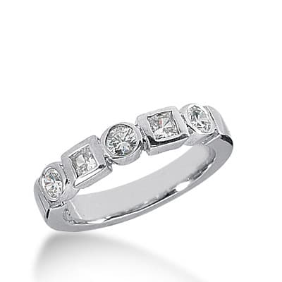 Ladies 14KT White Gold Platinum Diamond Wedding Band WB2007
