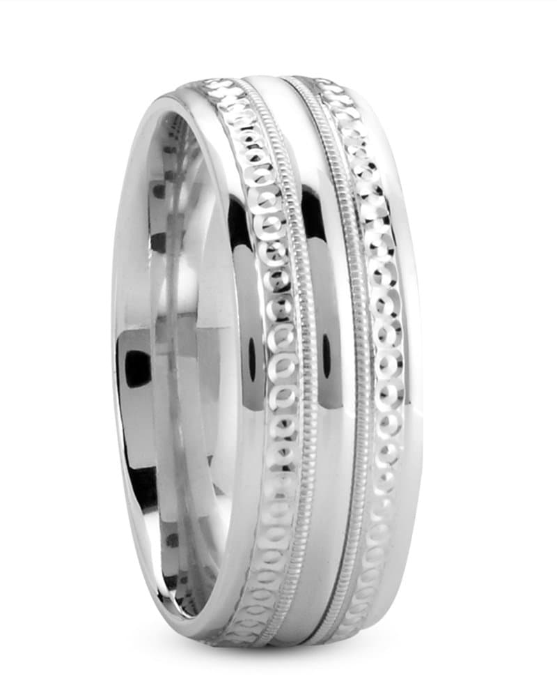 Mens 14KT White Gold Platinum Traditional Wedding Band M1017