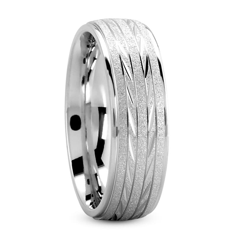 Mens 14KT White Gold Platinum Traditional Wedding Band M604