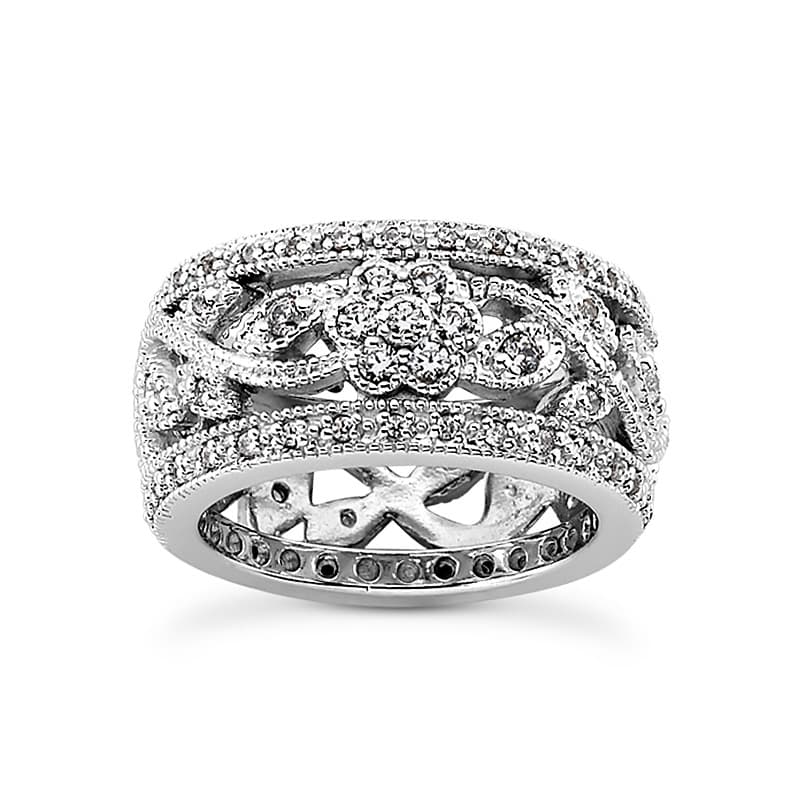 Ladies 14KT White Gold Platinum Eternity Wedding Band EWB391-4