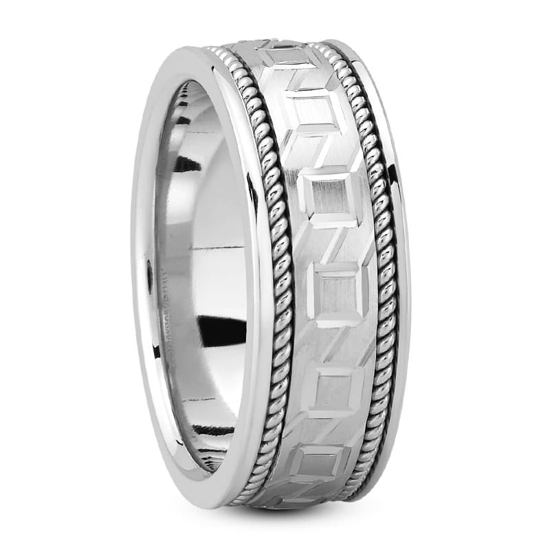 Ladies 14KT White Gold Platinum Traditional Wedding Band HM224