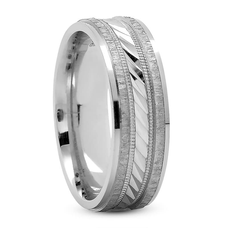 Mens 14KT White Gold Platinum Traditional Wedding Band M229