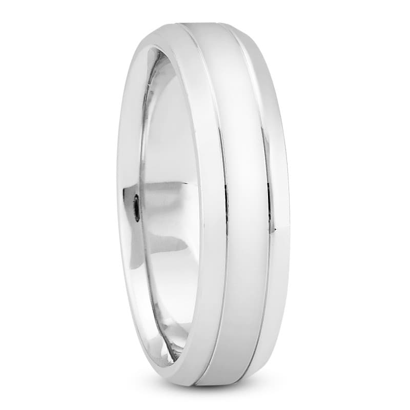 Mens 14KT White Gold Platinum Traditional Wedding Band M178