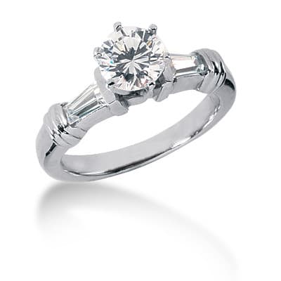 Ladies 14KT White Gold Platinum Tailored Engagement Set ENS696-A