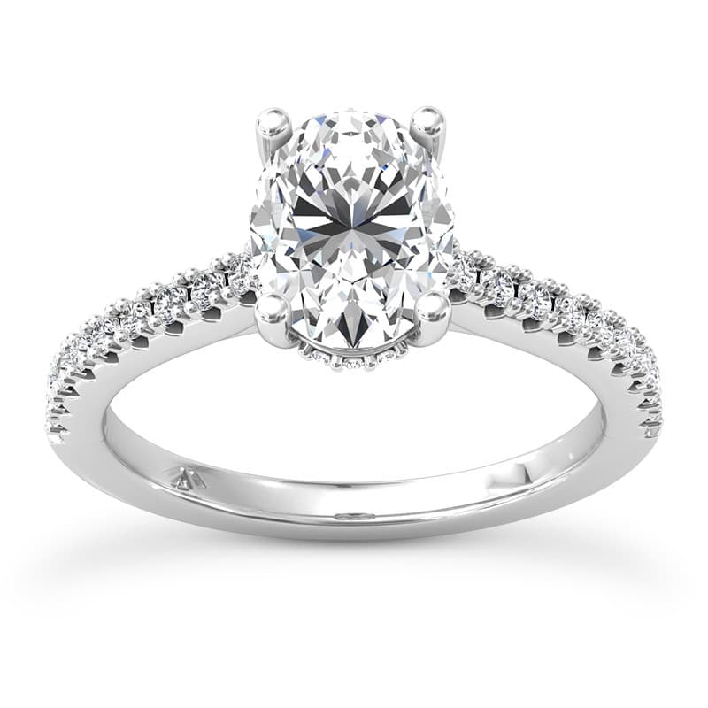 Ladies 14KT White Gold Platinum Fancy Engagement Set ENS2367-7X5-A