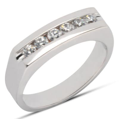 Mens 14KT White Gold Platinum Wedding Band MR1393