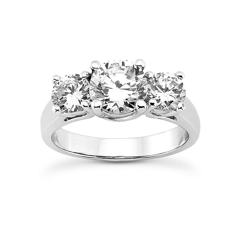 Ladies White Gold Platinum Round Diamond Three Stones Engagement Set ENS888-A
