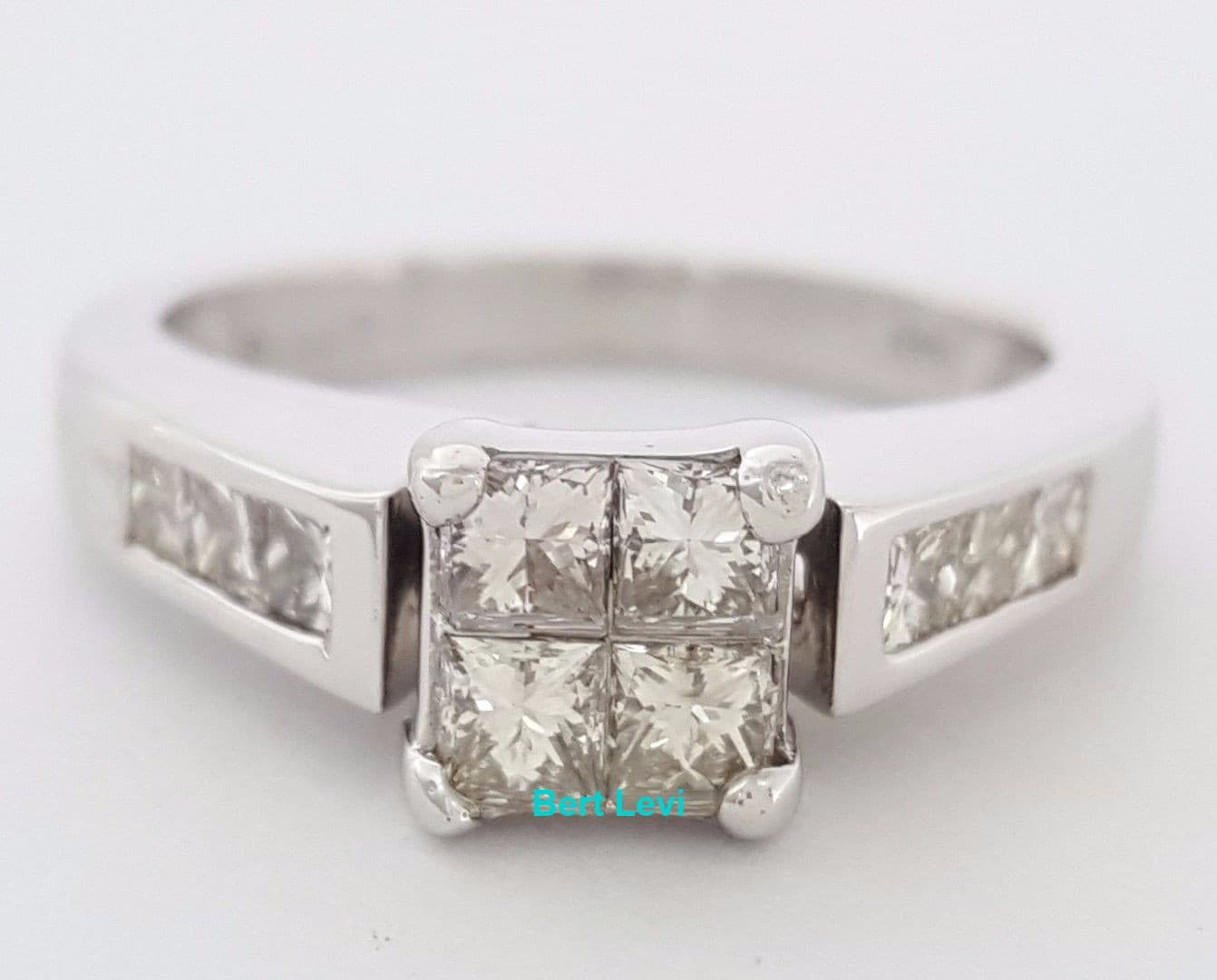 0.75 ct 14K White Gold Invisible Set Princess Cut Diamond Engagement Ring